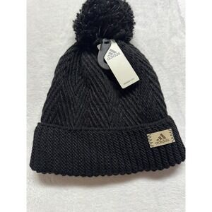 adidas Twilight Ballie Women's Black Knit Beanie Pom-Pom Hat Acrylic One Size